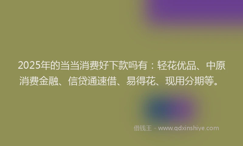 2025年的当当消费好下款吗有：轻花优品、中原消费金融、信贷通速借、易得花、现用分期等。