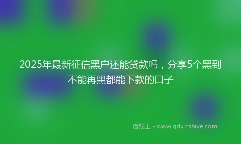 2025年最新征信黑户还能贷款吗，分享5个黑到不能再黑都能下款的口子