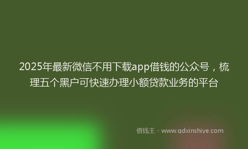 2025年最新微信不用下载app借钱的公众号，梳理五个黑户可快速办理小额贷款业务的平台