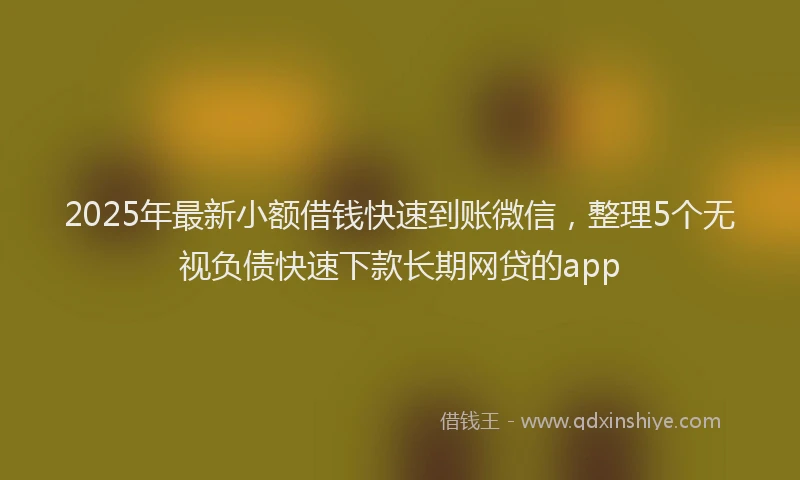 2025年最新小额借钱快速到账微信，整理5个无视负债快速下款长期网贷的app