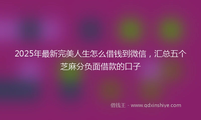2025年最新完美人生怎么借钱到微信，汇总五个芝麻分负面借款的口子
