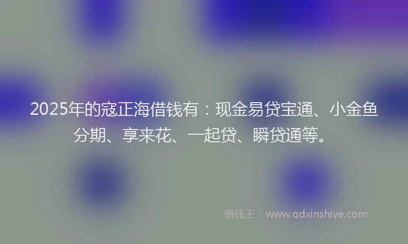 2025年的寇正海借钱有：现金易贷宝通、小金鱼分期、享来花、一起贷、瞬贷通等。