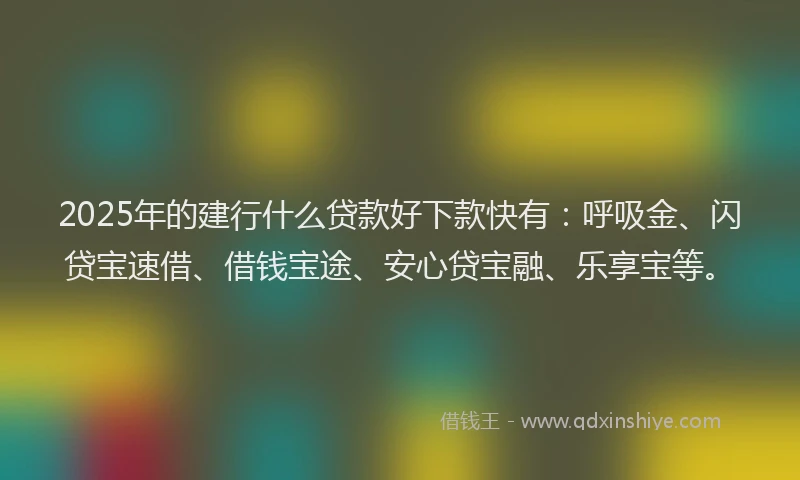 2025年的建行什么贷款好下款快有：呼吸金、闪贷宝速借、借钱宝途、安心贷宝融、乐享宝等。