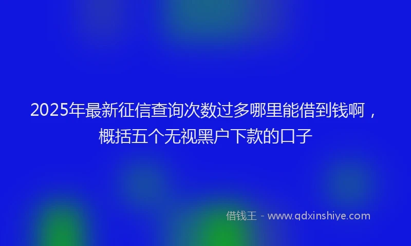 2025年最新征信查询次数过多哪里能借到钱啊，概括五个无视黑户下款的口子