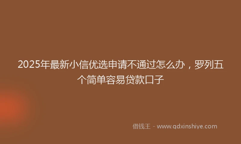 2025年最新小信优选申请不通过怎么办，罗列五个简单容易贷款口子