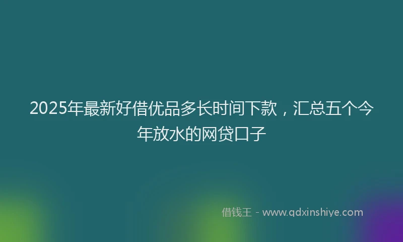 2025年最新好借优品多长时间下款，汇总五个今年放水的网贷口子