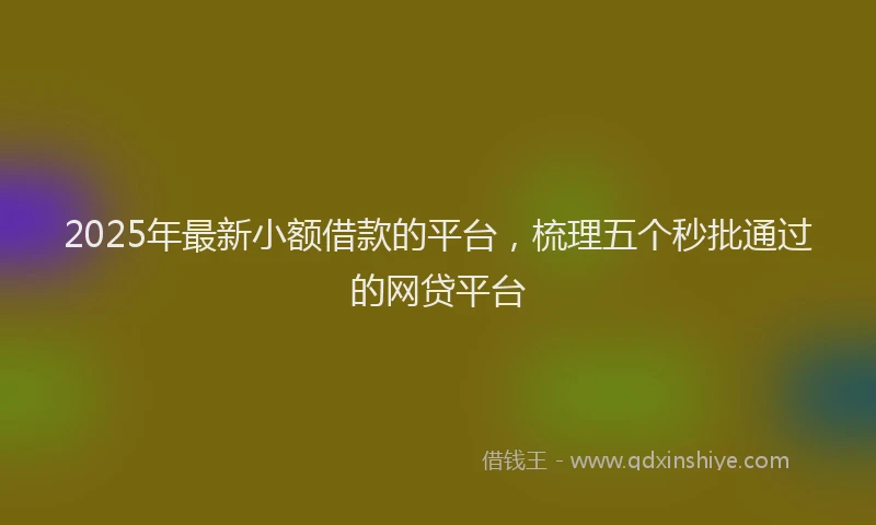 2025年最新小额借款的平台，梳理五个秒批通过的网贷平台