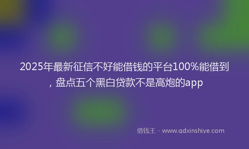 2025年最新征信不好能借钱的平台100%能借到，盘点五个黑白贷款不是高炮的app