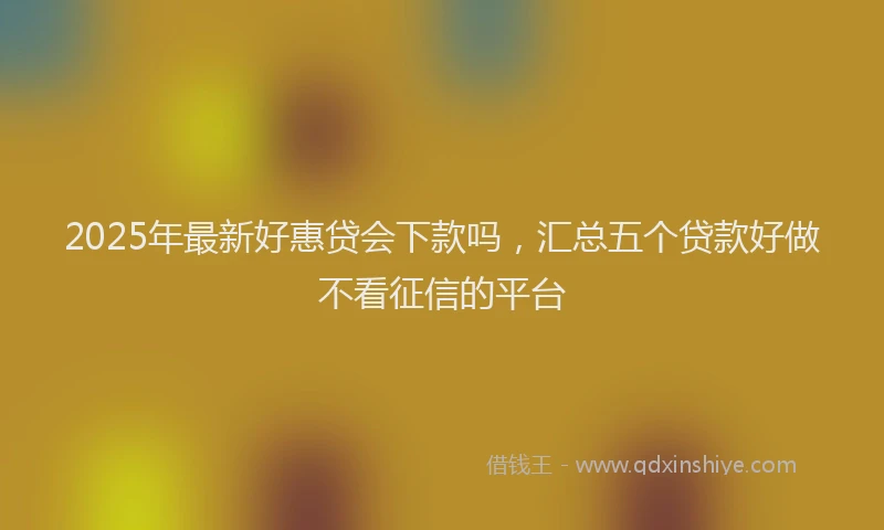 2025年最新好惠贷会下款吗，汇总五个贷款好做不看征信的平台