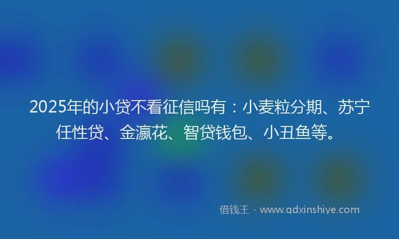 2025年的小贷不看征信吗有：小麦粒分期、苏宁任性贷、金瀛花、智贷钱包、小丑鱼等。