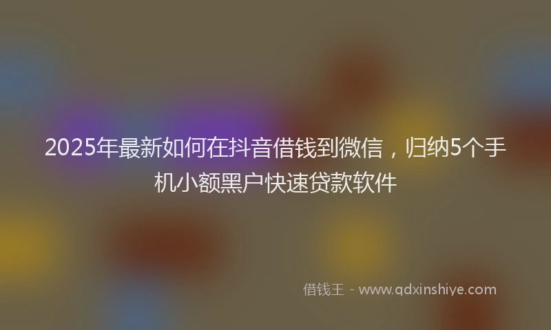 2025年最新如何在抖音借钱到微信，归纳5个手机小额黑户快速贷款软件