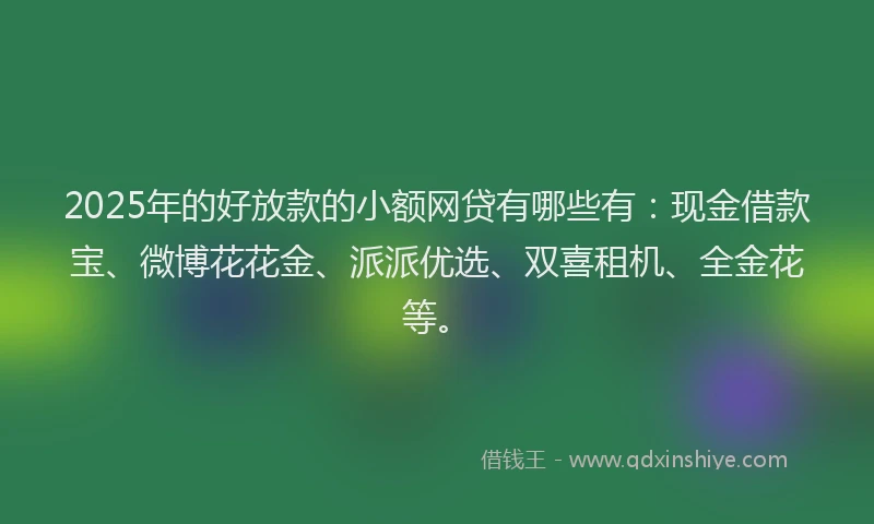 2025年的好放款的小额网贷有哪些有：现金借款宝、微博花花金、派派优选、双喜租机、全金花等。