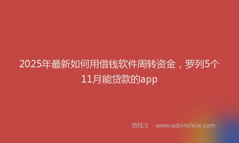 2025年最新如何用借钱软件周转资金，罗列5个11月能贷款的app