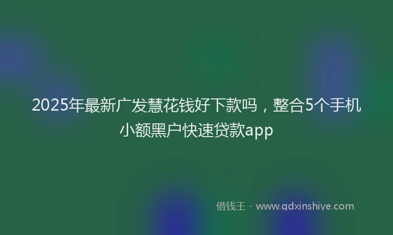 2025年最新广发慧花钱好下款吗，整合5个手机小额黑户快速贷款app
