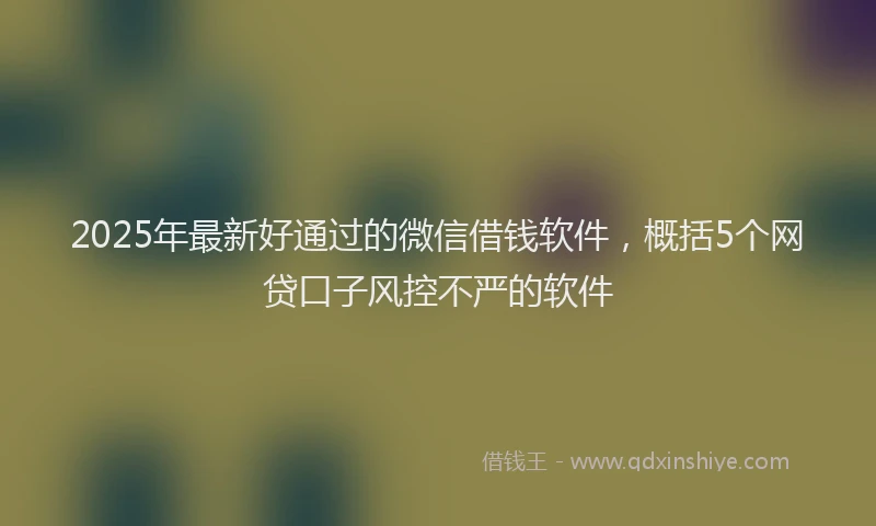 2025年最新好通过的微信借钱软件，概括5个网贷口子风控不严的软件