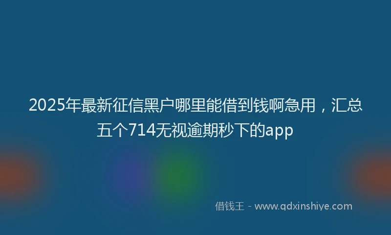 2025年最新征信黑户哪里能借到钱啊急用，汇总五个714无视逾期秒下的app