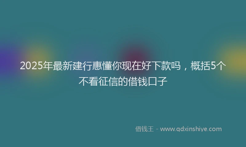 2025年最新建行惠懂你现在好下款吗，概括5个不看征信的借钱口子