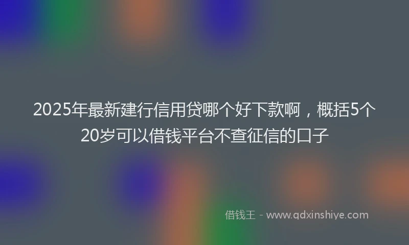 2025年最新建行信用贷哪个好下款啊，概括5个20岁可以借钱平台不查征信的口子