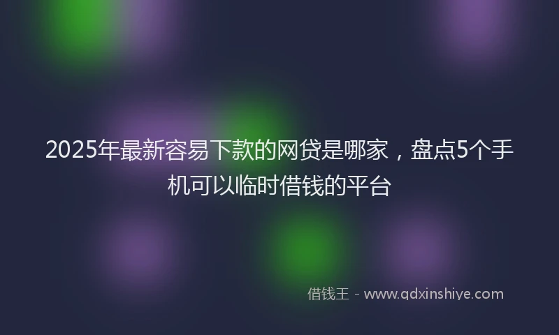 2025年最新容易下款的网贷是哪家，盘点5个手机可以临时借钱的平台