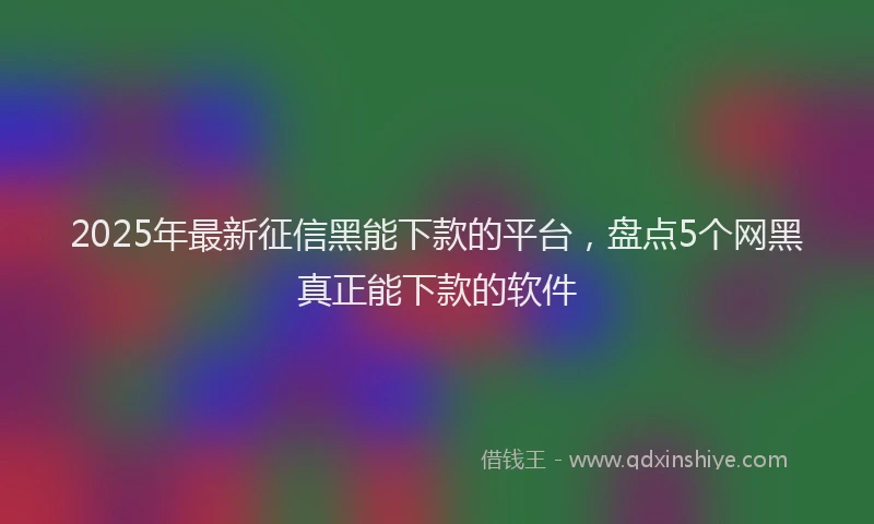 2025年最新征信黑能下款的平台，盘点5个网黑真正能下款的软件