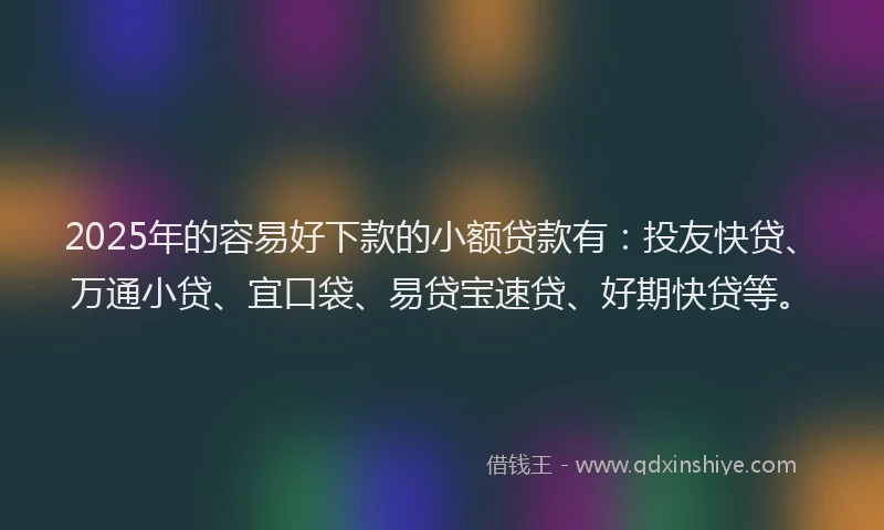 2025年的容易好下款的小额贷款有：投友快贷、万通小贷、宜口袋、易贷宝速贷、好期快贷等。