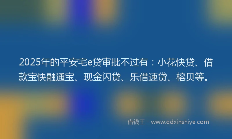 2025年的平安宅e贷审批不过有：小花快贷、借款宝快融通宝、现金闪贷、乐借速贷、榕贝等。