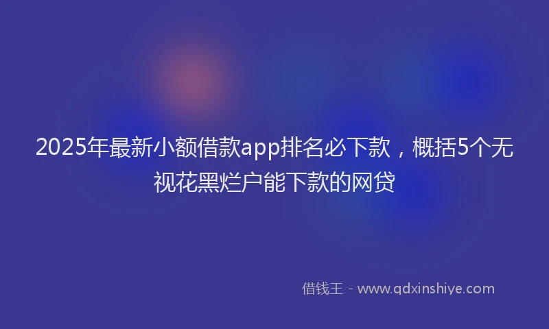 2025年最新小额借款app排名必下款，概括5个无视花黑烂户能下款的网贷
