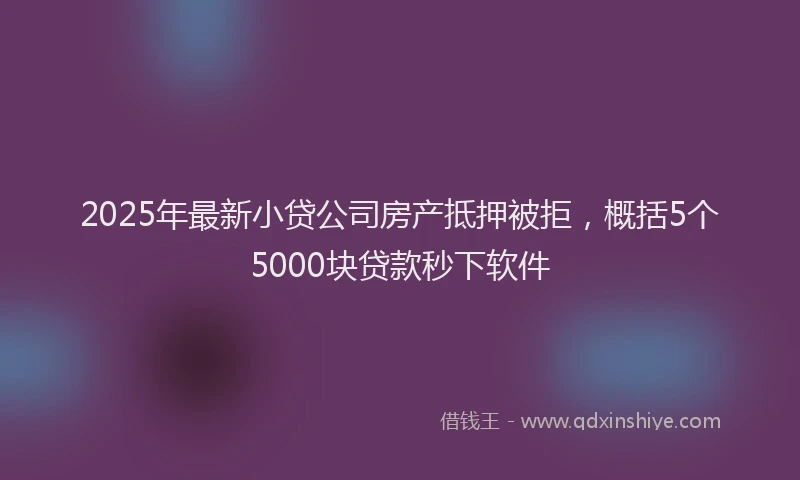 2025年最新小贷公司房产抵押被拒，概括5个5000块贷款秒下软件