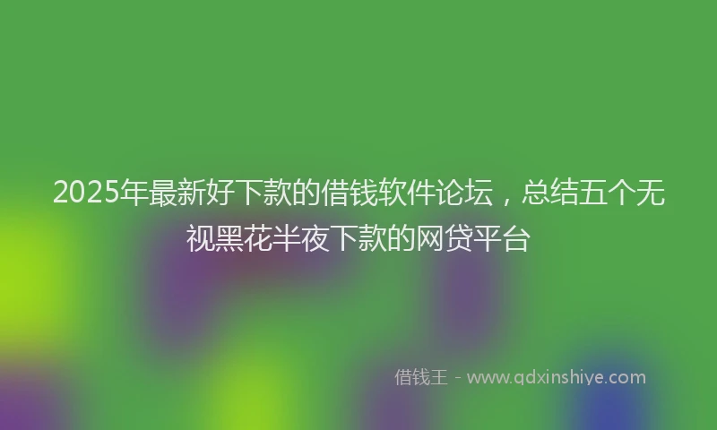 2025年最新好下款的借钱软件论坛，总结五个无视黑花半夜下款的网贷平台