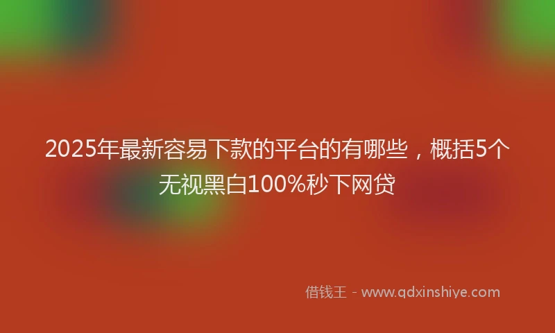 2025年最新容易下款的平台的有哪些，概括5个无视黑白100%秒下网贷