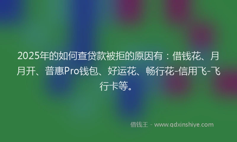 2025年的如何查贷款被拒的原因有：借钱花、月月开、普惠Pro钱包、好运花、畅行花-信用飞-飞行卡等。