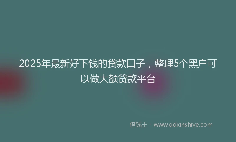 2025年最新好下钱的贷款口子，整理5个黑户可以做大额贷款平台