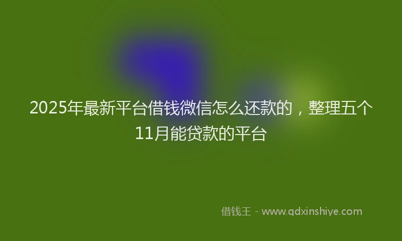 2025年最新平台借钱微信怎么还款的，整理五个11月能贷款的平台