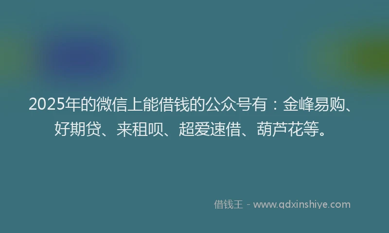2025年的微信上能借钱的公众号有：金峰易购、好期贷、来租呗、超爱速借、葫芦花等。