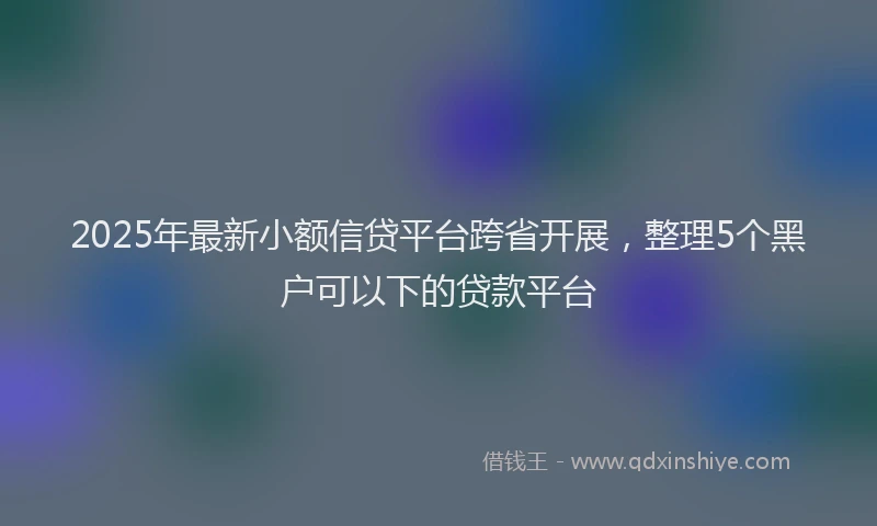 2025年最新小额信贷平台跨省开展，整理5个黑户可以下的贷款平台