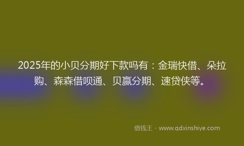2025年的小贝分期好下款吗有：金瑞快借、朵拉购、森森借呗通、贝赢分期、速贷侠等。
