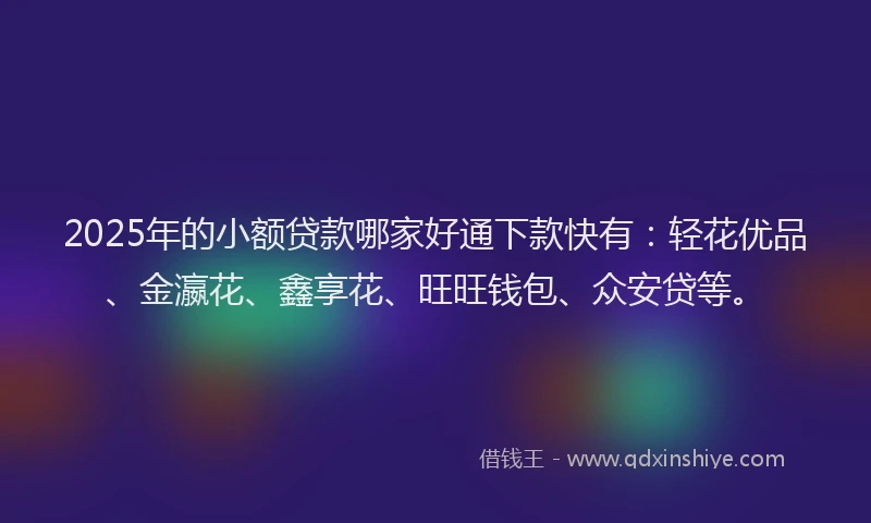 2025年的小额贷款哪家好通下款快有：轻花优品、金瀛花、鑫享花、旺旺钱包、众安贷等。