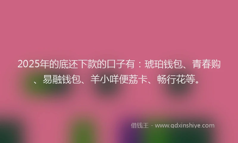 2025年的底还下款的口子有：琥珀钱包、青春购、易融钱包、羊小咩便荔卡、畅行花等。