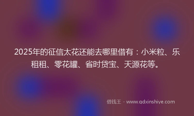 2025年的征信太花还能去哪里借有：小米粒、乐租租、零花罐、省时贷宝、天源花等。