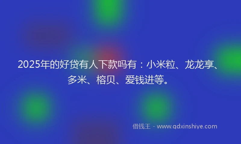 2025年的好贷有人下款吗有：小米粒、龙龙享、多米、榕贝、爱钱进等。