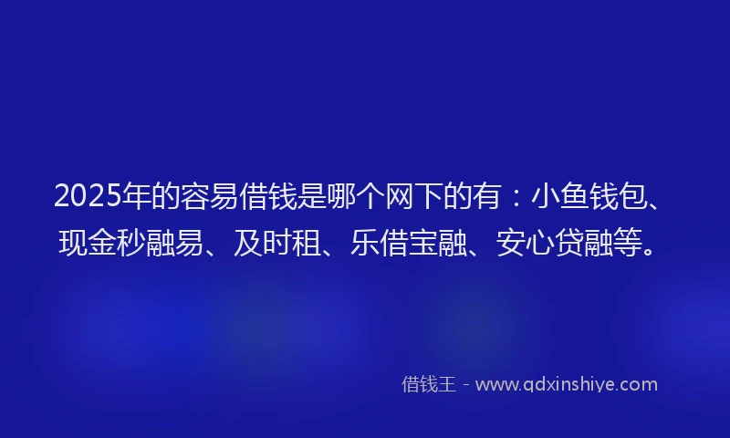 2025年的容易借钱是哪个网下的有：小鱼钱包、现金秒融易、及时租、乐借宝融、安心贷融等。