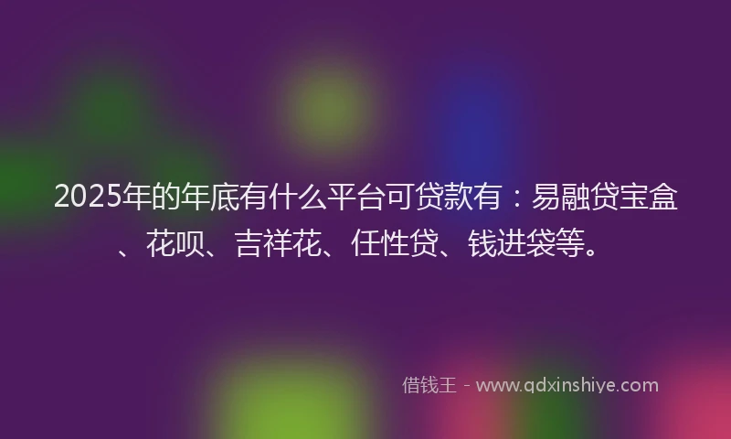 2025年的年底有什么平台可贷款有：易融贷宝盒、花呗、吉祥花、任性贷、钱进袋等。