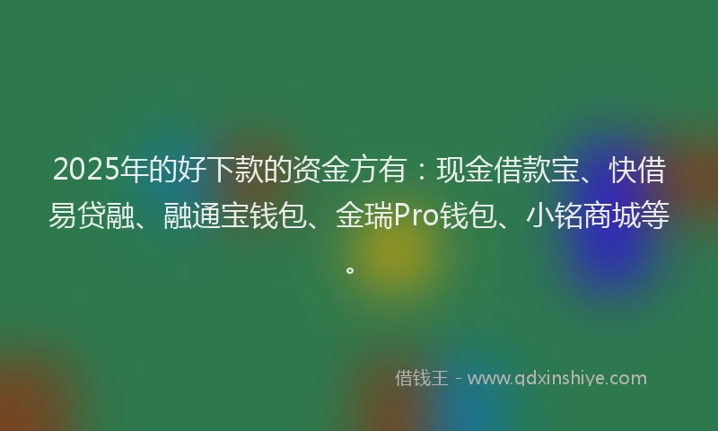 2025年的好下款的资金方有：现金借款宝、快借易贷融、融通宝钱包、金瑞Pro钱包、小铭商城等。
