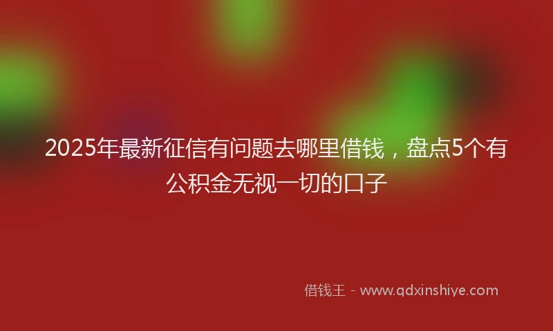 2025年最新征信有问题去哪里借钱，盘点5个有公积金无视一切的口子