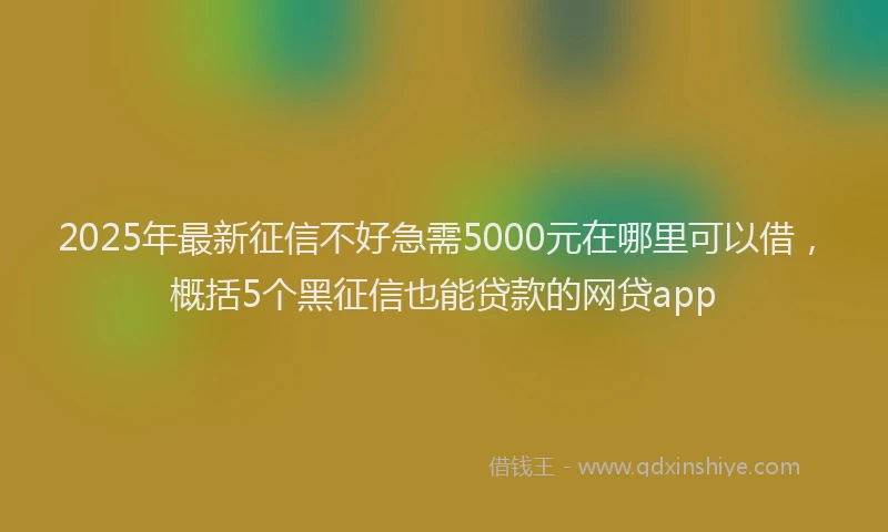 2025年最新征信不好急需5000元在哪里可以借，概括5个黑征信也能贷款的网贷app