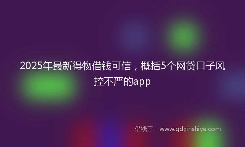 2025年最新得物借钱可信，概括5个网贷口子风控不严的app