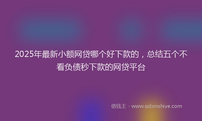 2025年最新小额网贷哪个好下款的，总结五个不看负债秒下款的网贷平台