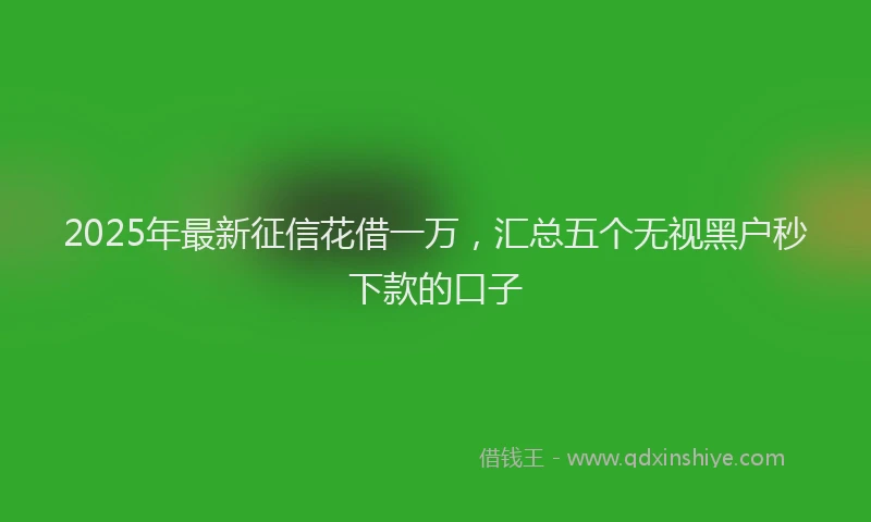 2025年最新征信花借一万，汇总五个无视黑户秒下款的口子
