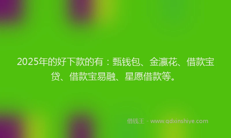 2025年的好下款的有：甄钱包、金瀛花、借款宝贷、借款宝易融、星愿借款等。