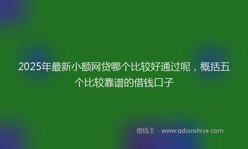 2025年最新小额网贷哪个比较好通过呢，概括五个比较靠谱的借钱口子